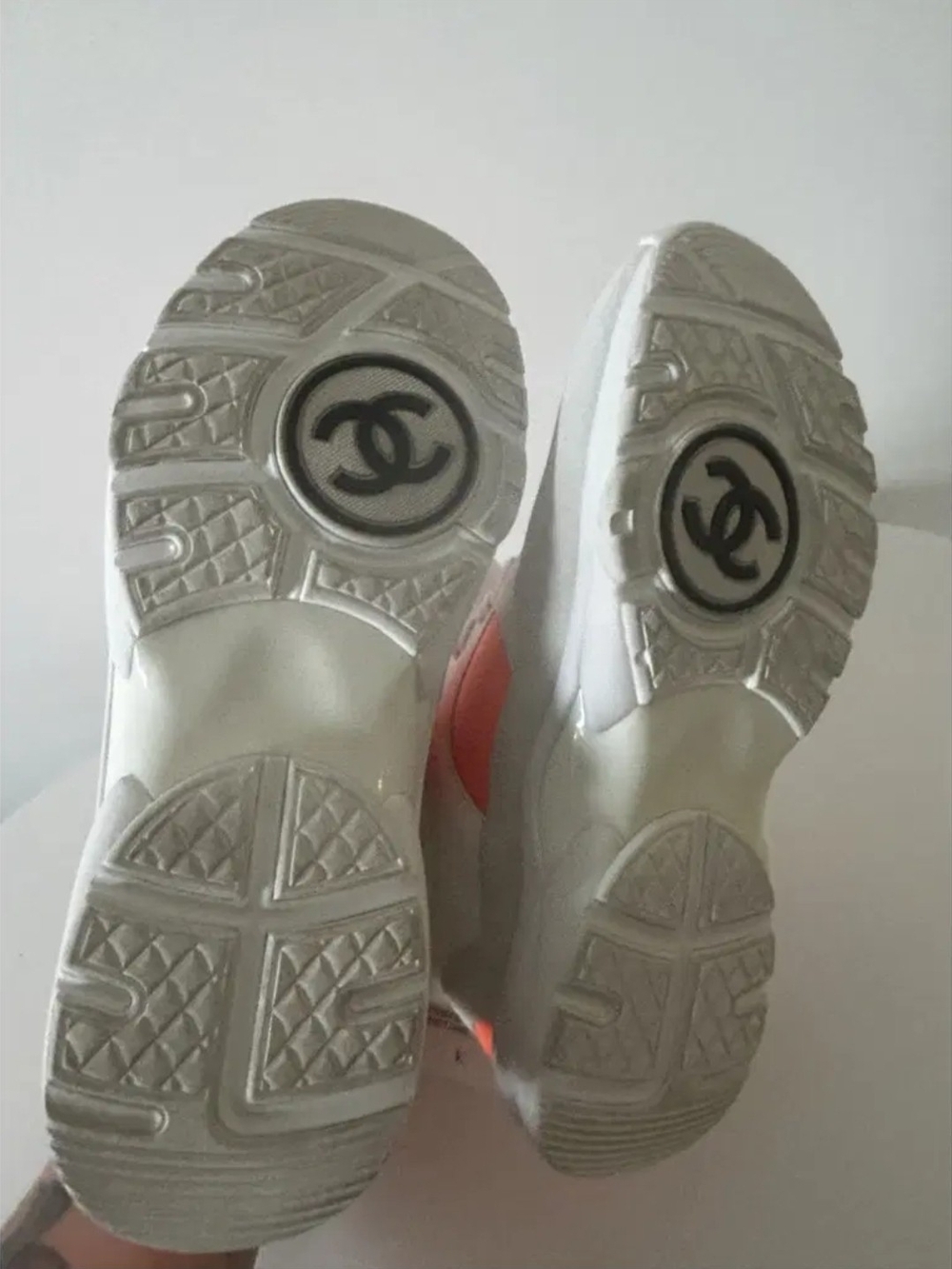 Chanel Orange & White High-Top Trainers - Picture 4 of 4